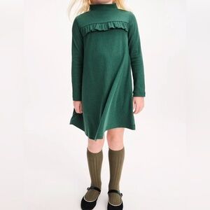 Bundle - Hanna Andersson Mock Turtleneck Dress Deep Green & Slate Blue